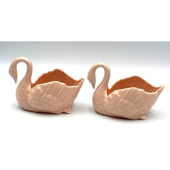 2 Lenox Pink Porcelain Swan Trinket Ring Dish 4.5" x 3" Vintage 1970's Set MCM - Picture 5 of 11